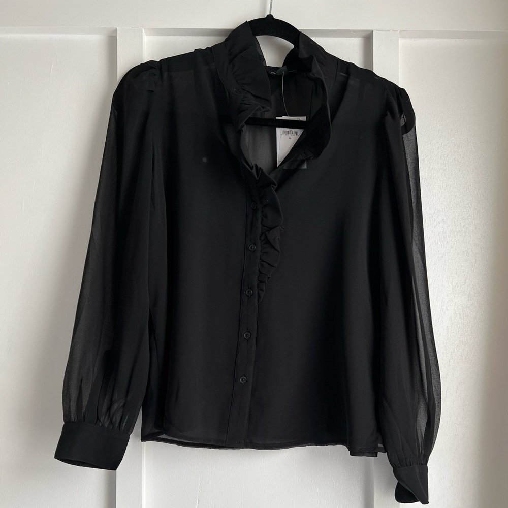 Button Up Ruffle Collared Blouse